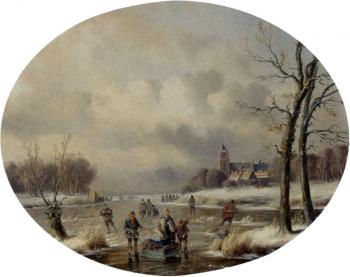 卡爾 愛德華 阿倫德斯 Skaters On A Frozen Waterway, A 'Koek En Zopie' In The Distance 卡爾 愛德華 阿倫德斯 Skaters On A Frozen Waterway, A 'Koek En Zopie' In The Distance